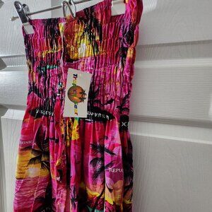 Pink Bohemian Tube top Style Beach Dress, Pool Dress, Sundress XS